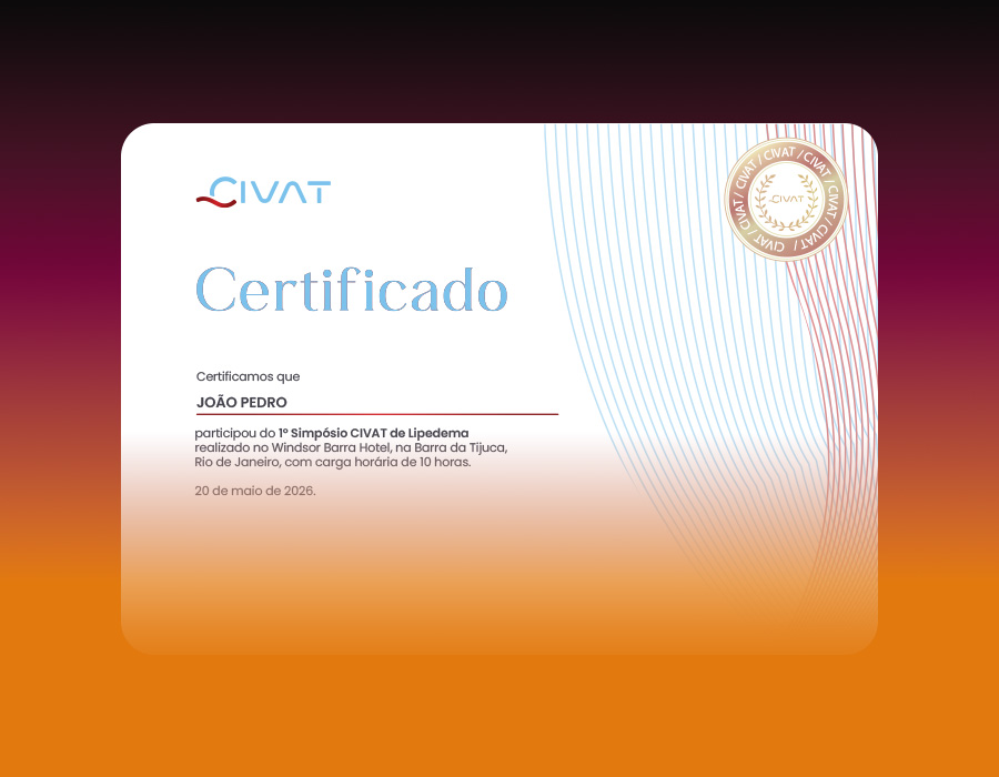 Certificado oficial do 1º Simpósio CIVAT de Lipedema